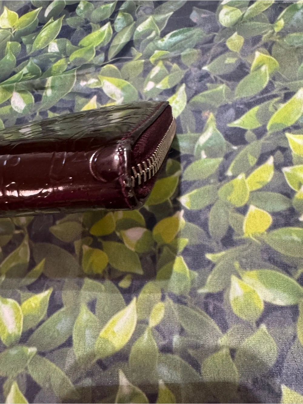 Dior Embossed Patent Zip Wallet - Dark Burgundy